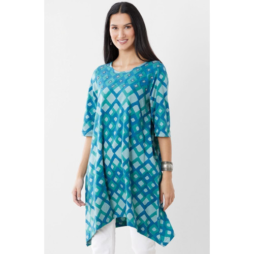 Daneen Cotton Jersey Handkerchief Hem Tunic - Algae Daneen Cotton Jersey Handkerchief Hem Tunic - Algae