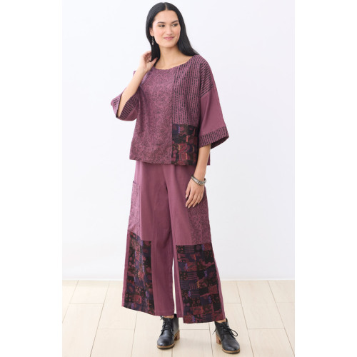Suniti Cotton Twill Wide-Leg Pant - Sedona plum/Chindi Suniti Cotton Twill Wide-Leg Pant - Sedona plum/Chindi