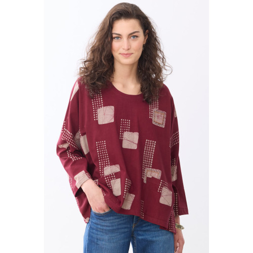 Rimsha Cotton Jersey Oversized Boxy Top - Radicchio