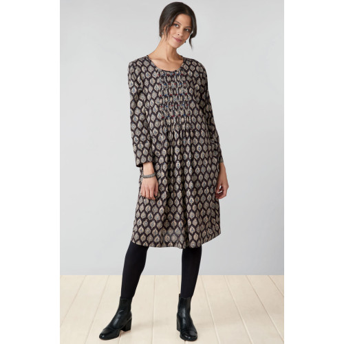 Amina Pull-Over Long-Sleeve Dress - Black/Multi Amina Pull-Over Long-Sleeve Dress - Black/Multi