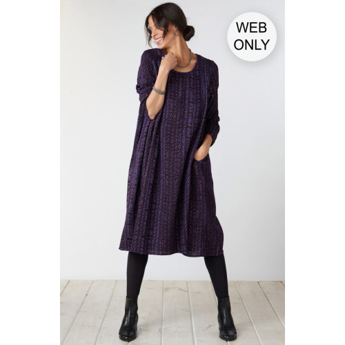 Premila Pull-Over Scoop-Neck Midi Dress - Aubergine Premila Pull-Over Scoop-Neck Midi Dress - Aubergine