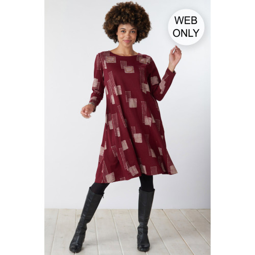 Vimla Cotton Jersey Knee-Length Dress - Radicchio/Cement Vimla Cotton Jersey Knee-Length Dress - Radicchio/Cement