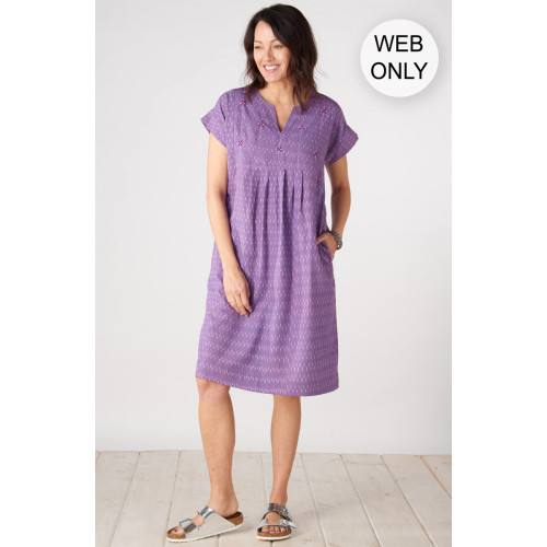 Mahika Notch-Neck Knee-Length Dress - Purple Mahika Notch-Neck Knee-Length Dress - Purple