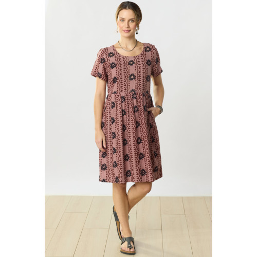 Anura Cotton Double Gauze Knee-Length Dress - Sugarplum