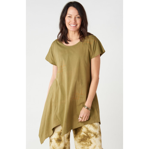 Sonali Cotton Jersey Asymmetrical Top - Algae green Sonali Cotton Jersey Asymmetrical Top - Algae green