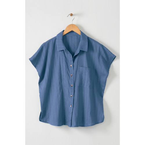 Adira Lightweight Cap-Sleeve Shirt - Tranquil blue Adira Lightweight Cap-Sleeve Shirt - Tranquil blue