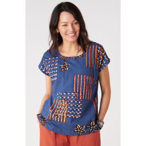 Tivisha Cap Sleeve Top - Cornflower/Multi Tivisha Cap Sleeve Top - Cornflower/Multi