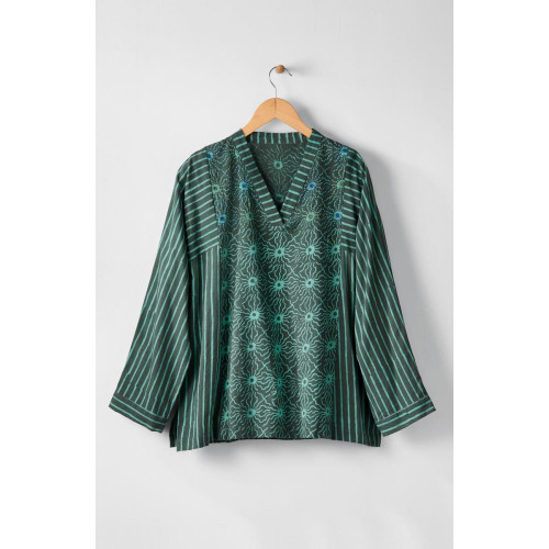 Short Sanika Long-Sleeve V-Neck Kurta - Dusty teal Short Sanika Long-Sleeve V-Neck Kurta - Dusty teal