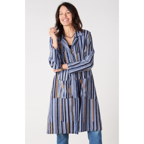 Rasima Long Swing Coat - Cloud/Multi Rasima Long Swing Coat - Cloud/Multi