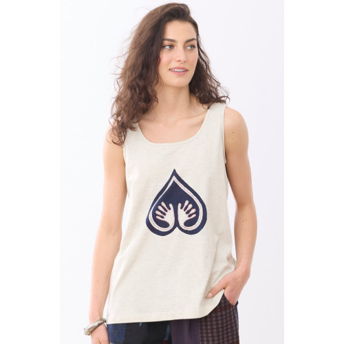 Leela Logo Cotton Jersey Tank - Oatmeal Leela Logo Cotton Jersey Tank - Oatmeal