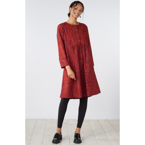 Short Vasanti Organic Cotton Dress - Sunset red/Multi Short Vasanti Organic Cotton Dress - Sunset red/Multi
