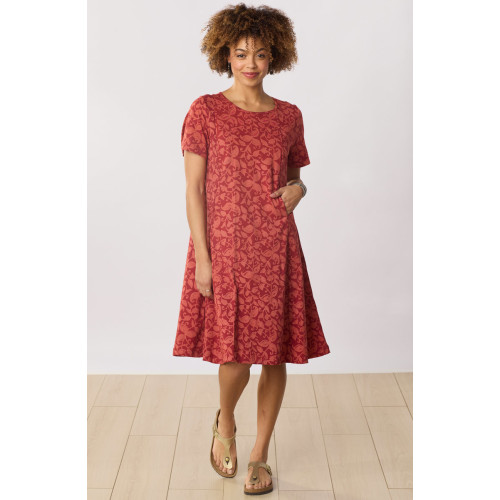 Mansi Scoop-Neck Cotton Jersey Dress - Fire red