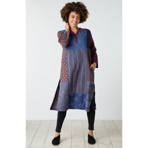 Shaily Deadstock Side-Slit Kaftan - Blue Shaily Deadstock Side-Slit Kaftan - Blue