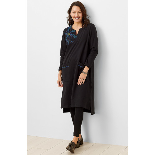Sanjana Organic Cotton French Terry Dress - Black