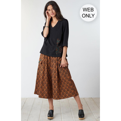 Ramya Pull-On Split Skirt - Honey Ramya Pull-On Split Skirt - Honey