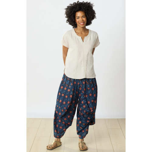 Nerul Pull-On Draped Leg Pant - Indigo/Multi Nerul Pull-On Draped Leg Pant - Indigo/Multi