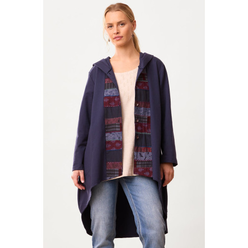 Bisma French Terry A-line Hoodie - Navy/Chindi Bisma French Terry A-line Hoodie - Navy/Chindi