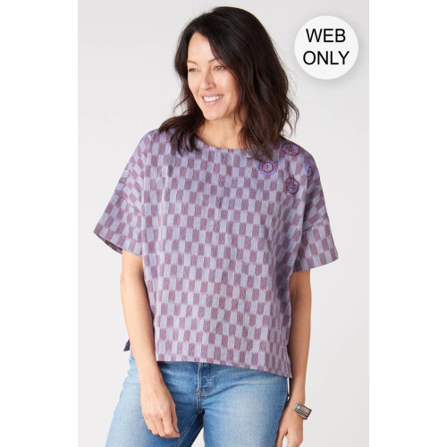 Shalini Popover Boxy Top - Light periwinkle