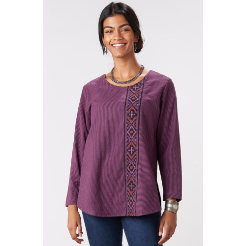 Divya Long-Sleeve Popover Top - Wood violet Divya Long-Sleeve Popover Top - Wood violet