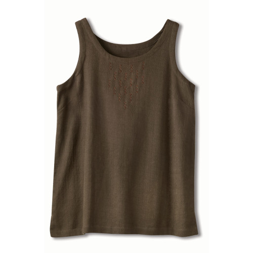 Anju Textured Cotton Tank - Walnut