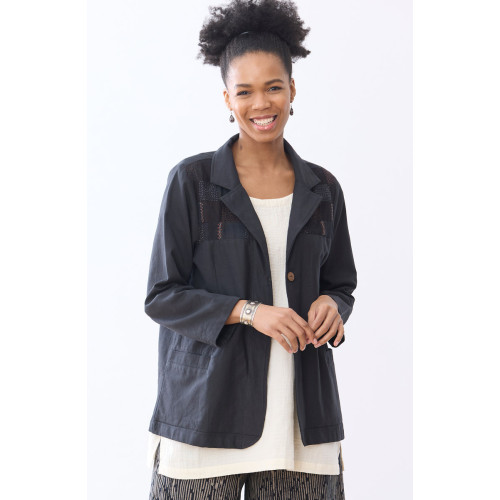 Charu Recycled Patchwork Casual Blazer - Black/Chindi Charu Recycled Patchwork Casual Blazer - Black/Chindi